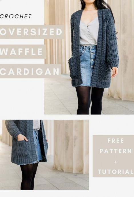 Crochet a Waffle-like Cardigan