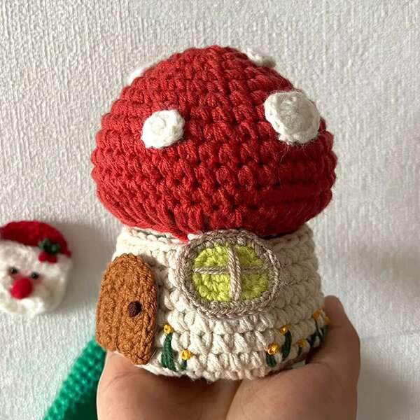 Crochet Mushroom House Storage Box