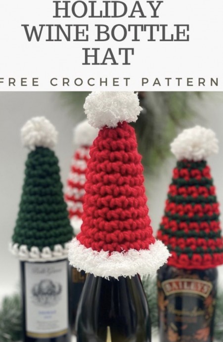 Crochet Holiday Wine Bottle Hat (Free Pattern) – FREE CROCHET PATTERN ...