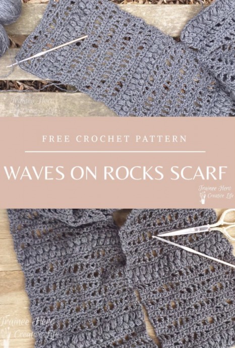 Waves on Rocks Scarf (Free Crochet Pattern)