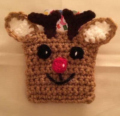 Crochet Rudolph Gift Card Holder