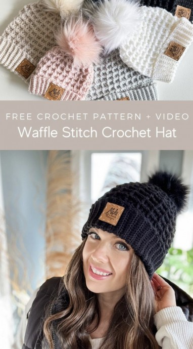 Waffle Stitch Crochet Hat (Free Pattern)