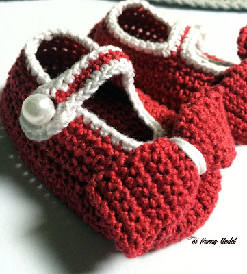 Crochet Red Ribbon Baby Shoes