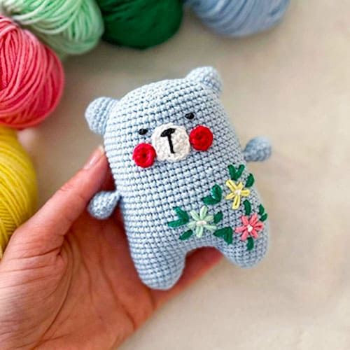 Crochet Amigurumi Flower Polar Bear