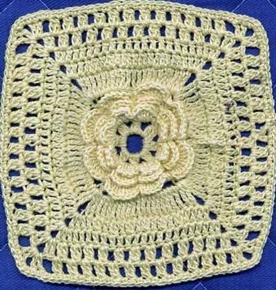 Crochet Granny Rose Square Motif