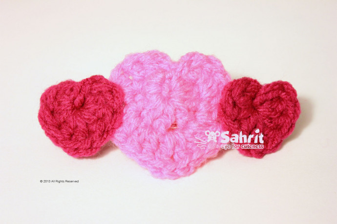 Crochet Hearts Brooch