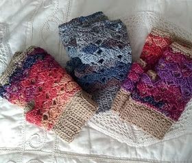 Crochet Lacey Shell Fingerless Gloves