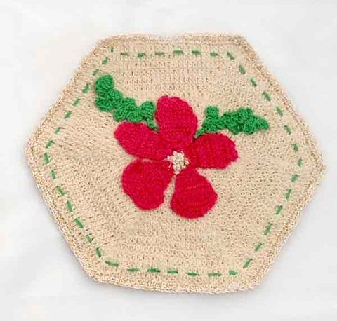 Crochet Hibiscus Hexagon Potholder