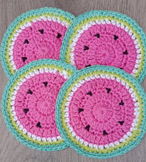 Crochet Watermelon Coasters