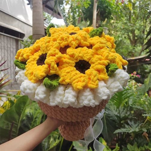 Crochet Chunky Sunflower Bouquet