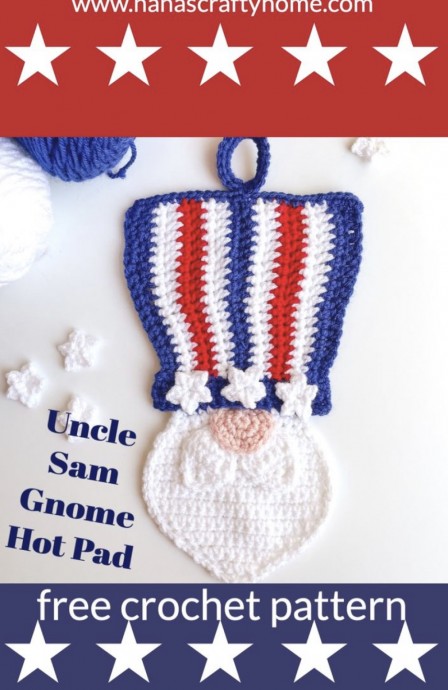 Patriotic Gnome Hot Pad Free Crochet Pattern