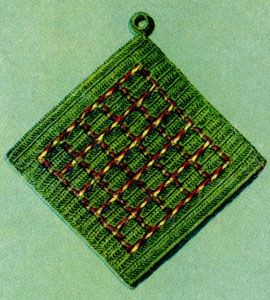 Crochet Green Plaid Potholder