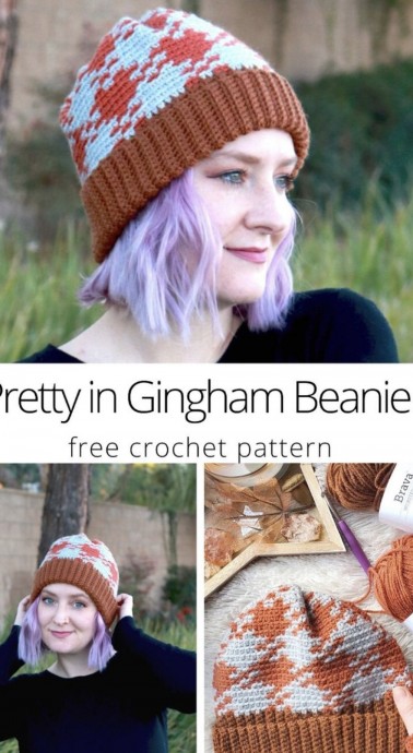 Crochet Gingham Beanie (Free Pattern)