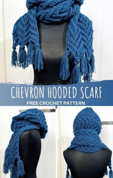 Free Crochet Pattern: Chevron Hooded Scarf