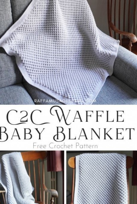 Crochet Corner to Corner Waffle Baby Blanket (Free Pattern)
