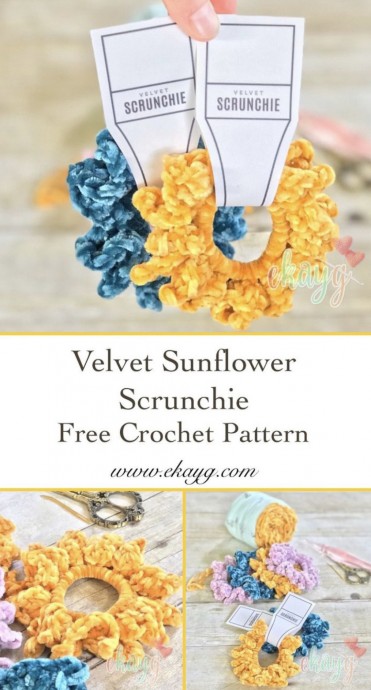 Velvet Sunflower Scrunchie