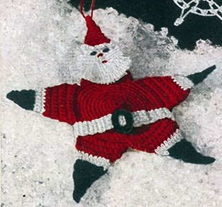 Crochet Santa Claus Star Ornament