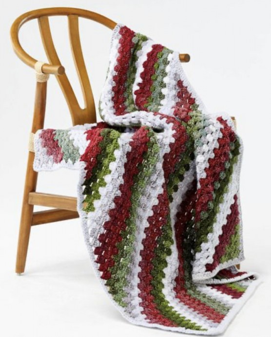 Crochet Diagonal Granny Stripe Throw (Free Pattern)