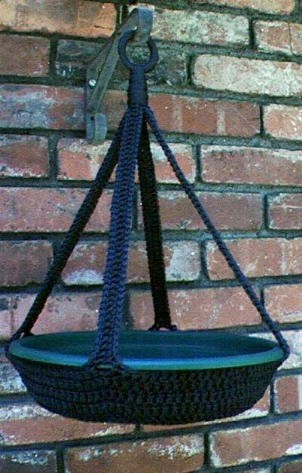 Crochet Hanging Bird Feeder or Bird Bath