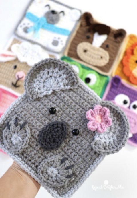 Koala Crochet Square (Free Pattern)