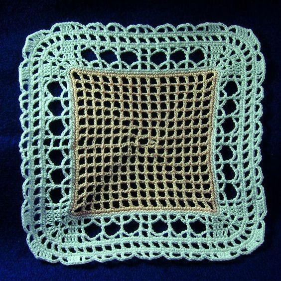 Crochet Bi-Color Square Doily