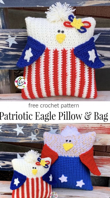 Free Crochet Pattern: Patriotic Eagle Pillow and Bag
