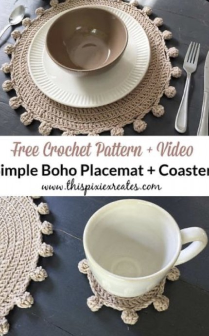 How to Crochet a Simple Boho Placemat & Coaster (Free Pattern)