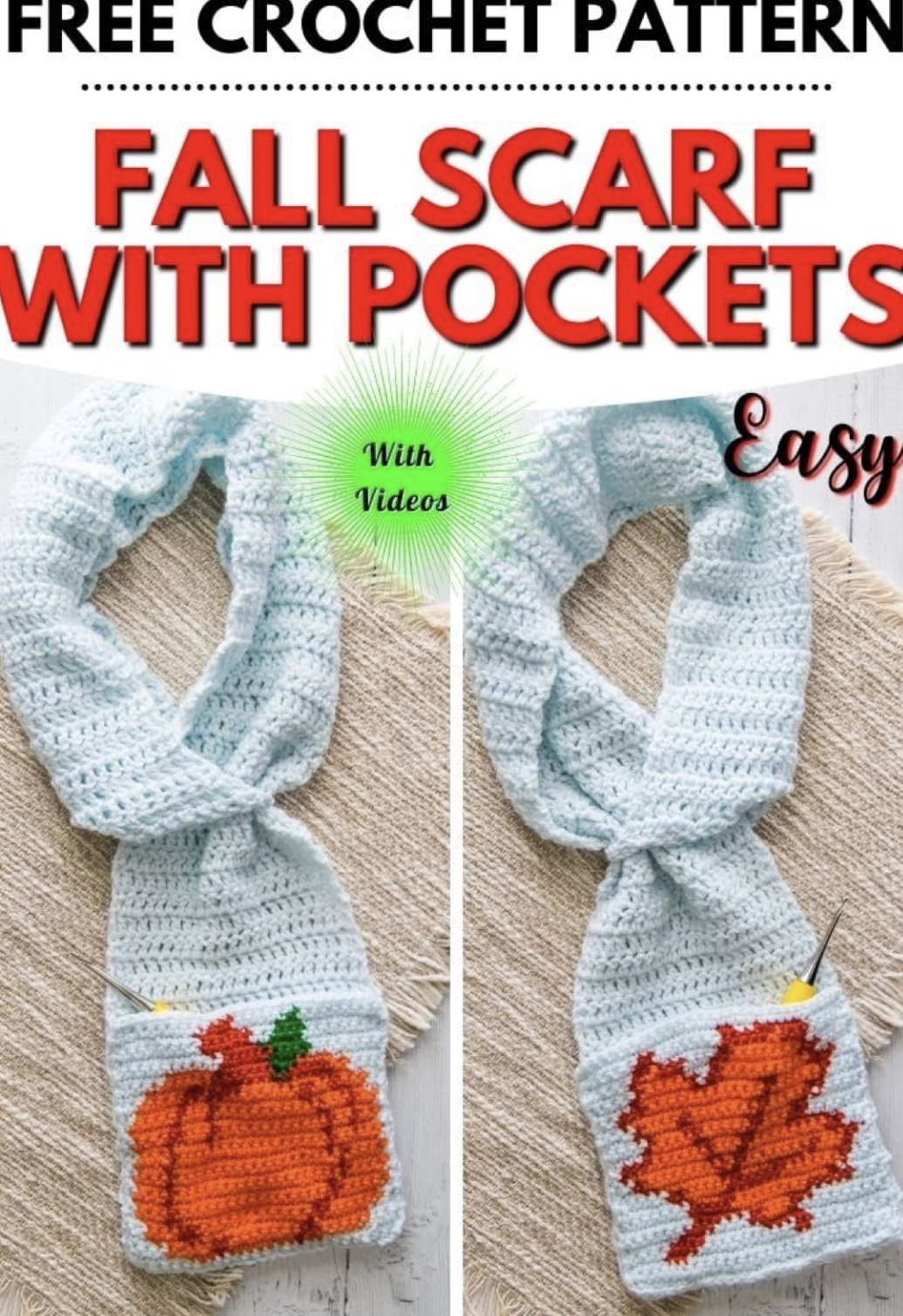 Crochet Fall Scarf with Pockets FREE CROCHET PATTERN — Craftorator