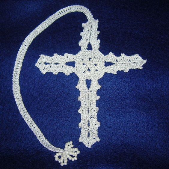 Crochet Sparkle Cross Bookmark