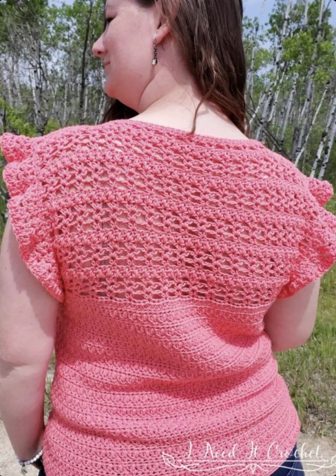 Free Flutter Sleeves Crochet Top Pattern