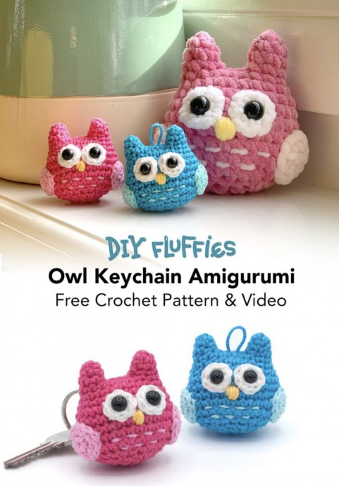 Mini Owl Keychain Amigurumi (Free Crochet Pattern)