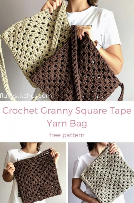 Free Crochet Pattern: Granny Square Tape Yarn Bag