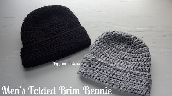 Crochet Men's Folded Brim Beanie