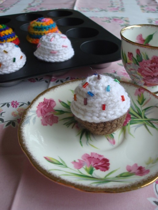 Crochet Mini Birthday Cupcakes