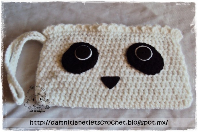 Crochet Panda Zippered Wristlet