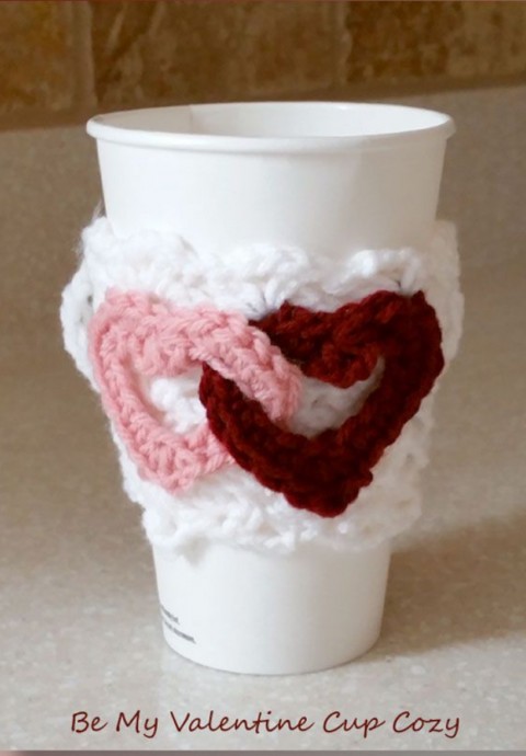 Crochet Be My Valentine Cup Cozy (Free Pattern)