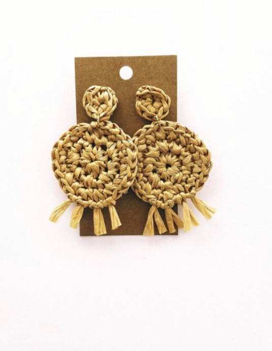 Crochet Raffia Statement Earrings Free Pattern