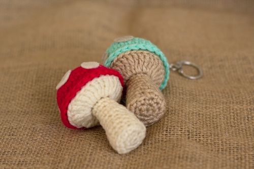 Crochet Mushroom Keychain