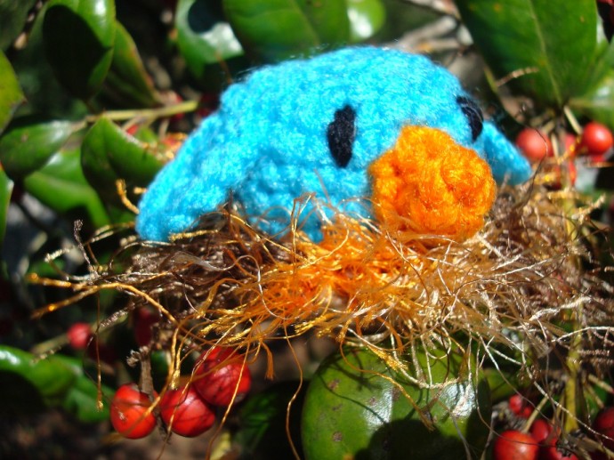 Crochet Bitty Bird and Nest Amigurumi