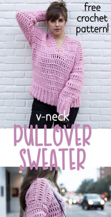 Crochet Bubblegum Pullover Sweater (Free Pattern)