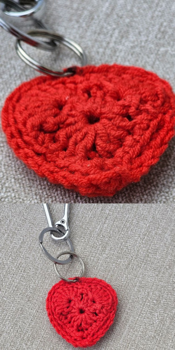 Crochet Heart Keychain