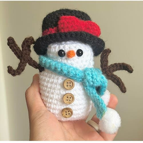 Crochet Mini Snowman Ornament