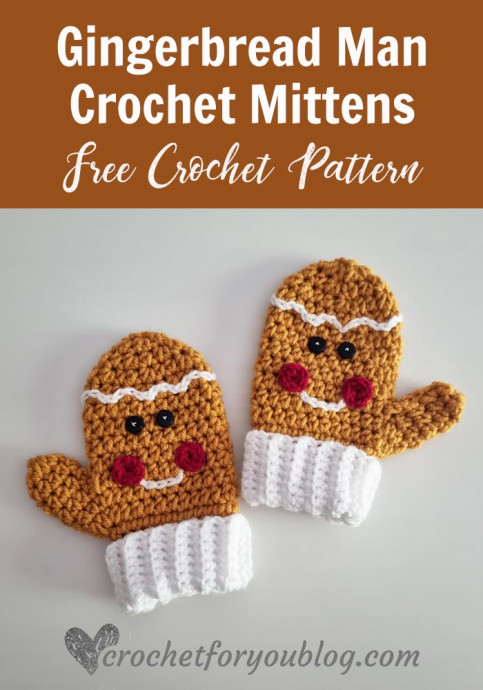 Crochet Gingerbread Man Mittens