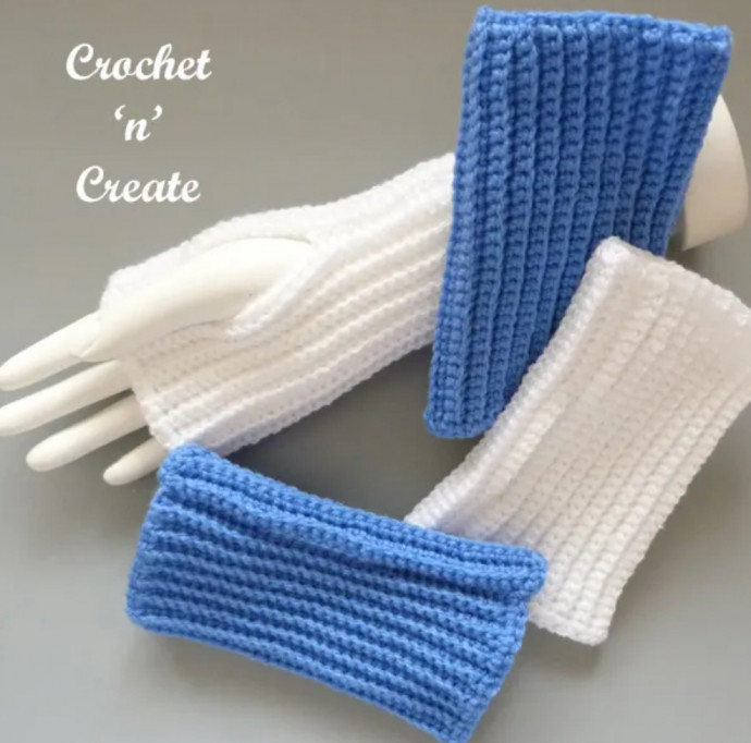 Crochet Ridged Fingerless Gloves