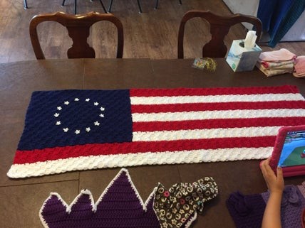 Crochet Corner 2 Corner American Flag Table Runner