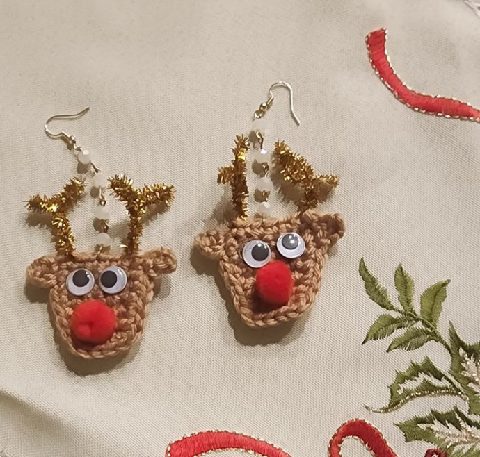 Crochet Reindeer Earrings