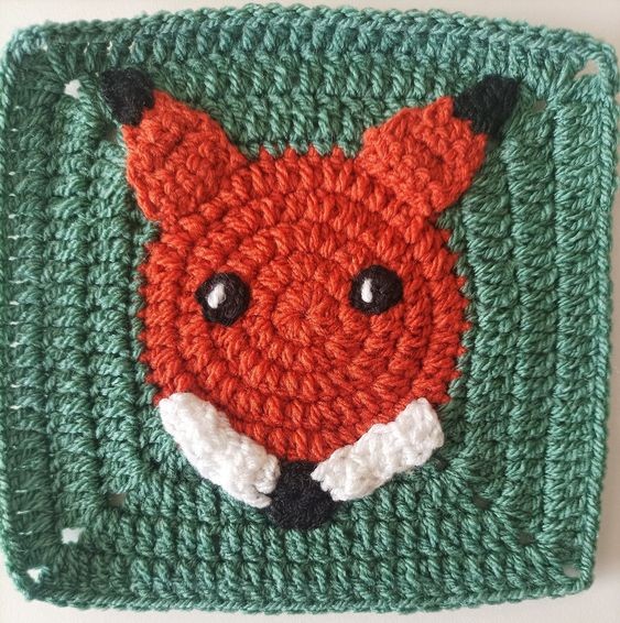 Crochet  Fox Granny Square