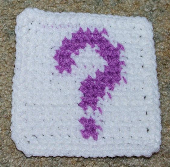 Crochet Row Count Question Mark Coaster