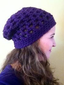 Crochet Perfect Purple Slouchy Hat