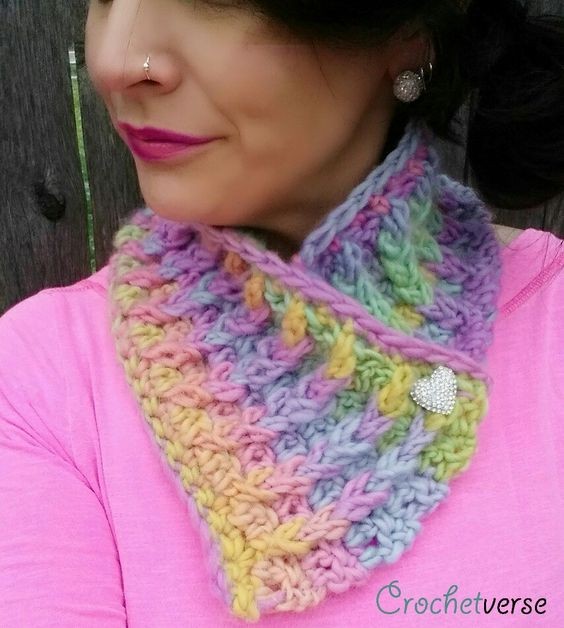 Crochet Cabled Candy Cowl